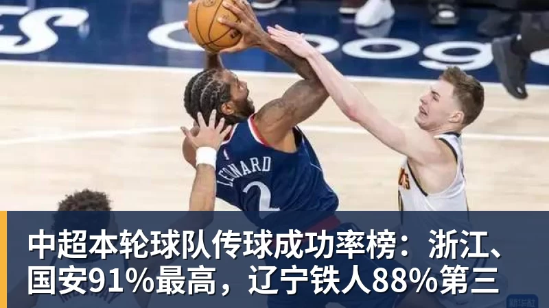 篮球下注中超本轮球队传球成功率榜：浙江、国安91%最高，辽宁铁人88%第三